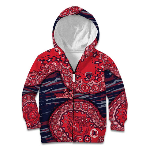 Melbourne Demons NAIDOC Week 2026 Kid Hoodie Australian Aboriginal Dot Art Dreamtime Pattern Style