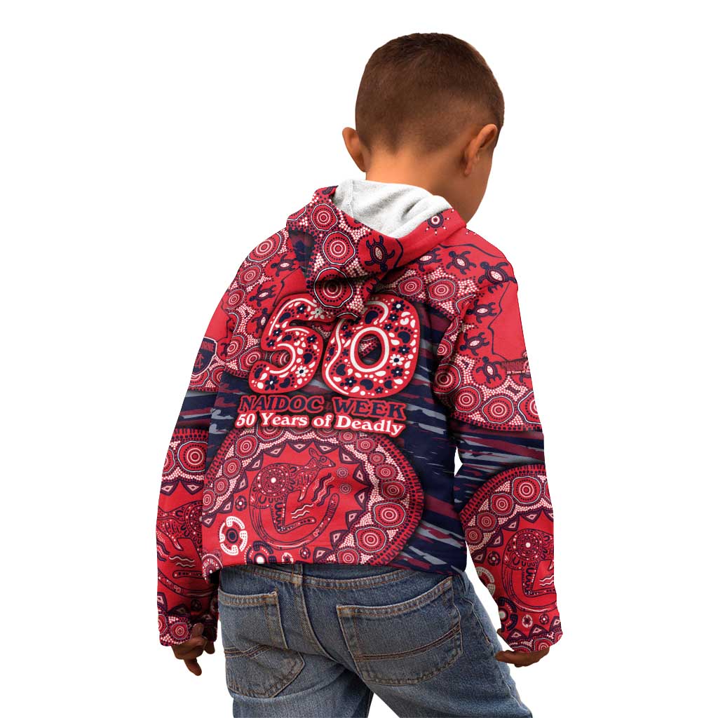 Melbourne Demons NAIDOC Week 2026 Kid Hoodie Australian Aboriginal Dot Art Dreamtime Pattern Style