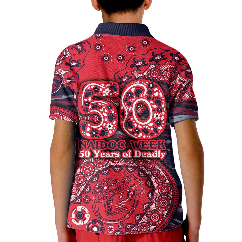 Melbourne Demons NAIDOC Week 2026 Kid Polo Shirt Australian Aboriginal Dot Art Dreamtime Pattern Style