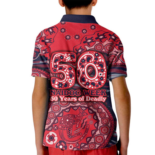 Melbourne Demons NAIDOC Week 2026 Kid Polo Shirt Australian Aboriginal Dot Art Dreamtime Pattern Style