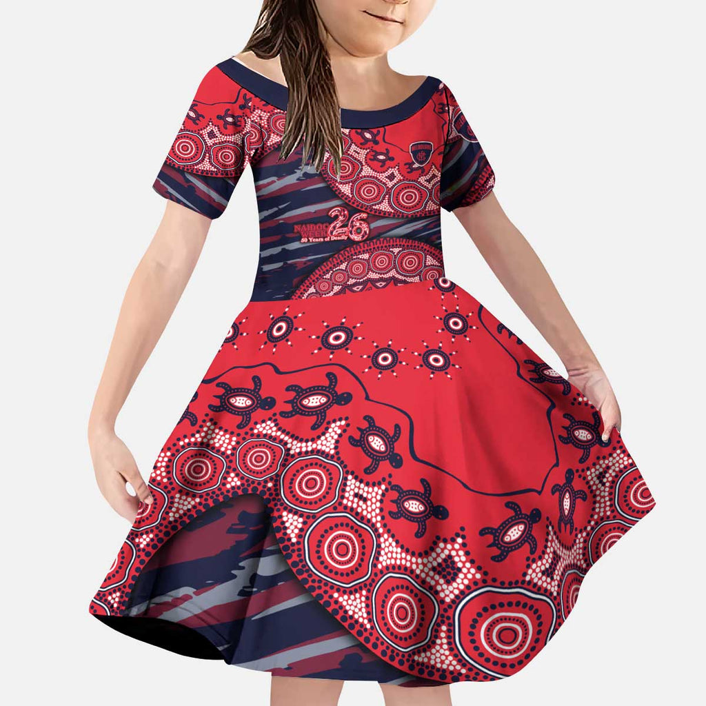 Melbourne Demons NAIDOC Week 2026 Kid Short Sleeve Dress Australian Aboriginal Dot Art Dreamtime Pattern Style