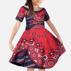 Melbourne Demons NAIDOC Week 2026 Kid Short Sleeve Dress Australian Aboriginal Dot Art Dreamtime Pattern Style
