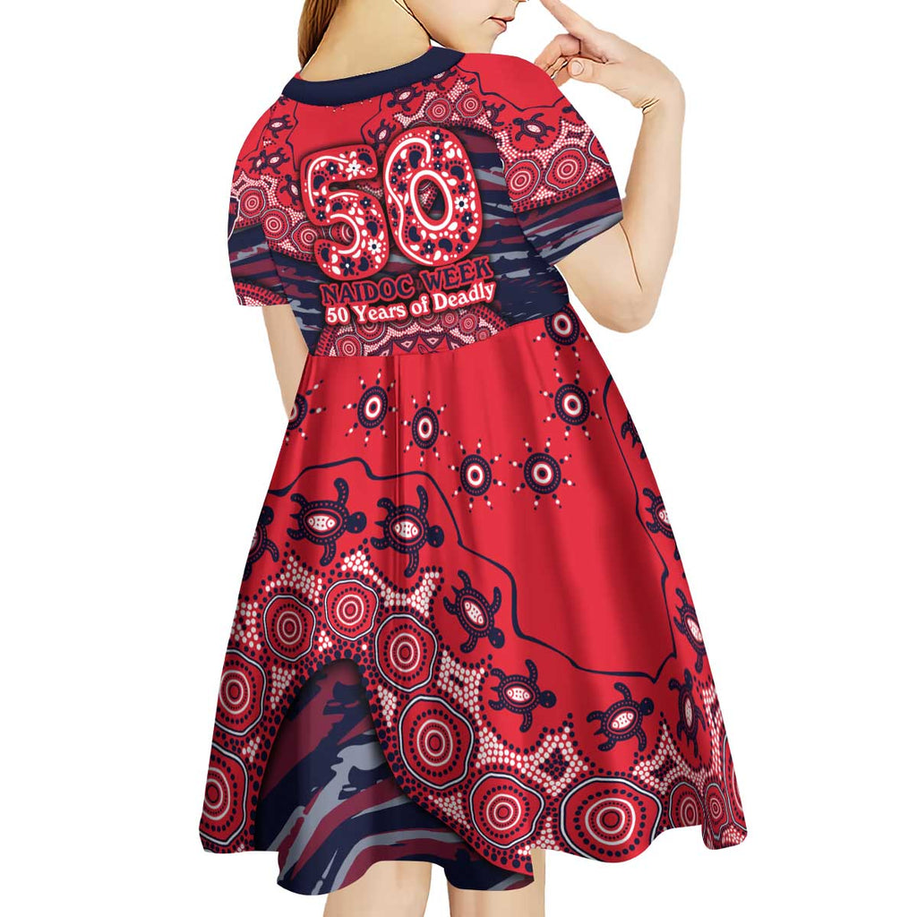 Melbourne Demons NAIDOC Week 2026 Kid Short Sleeve Dress Australian Aboriginal Dot Art Dreamtime Pattern Style