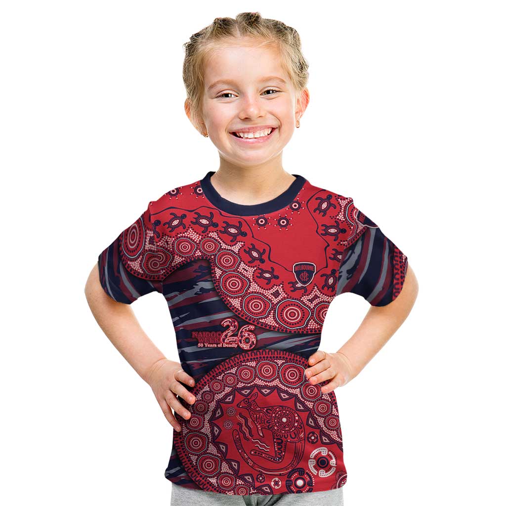 Melbourne Demons NAIDOC Week 2026 Kid T Shirt Australian Aboriginal Dot Art Dreamtime Pattern Style