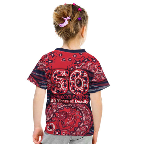 Melbourne Demons NAIDOC Week 2026 Kid T Shirt Australian Aboriginal Dot Art Dreamtime Pattern Style