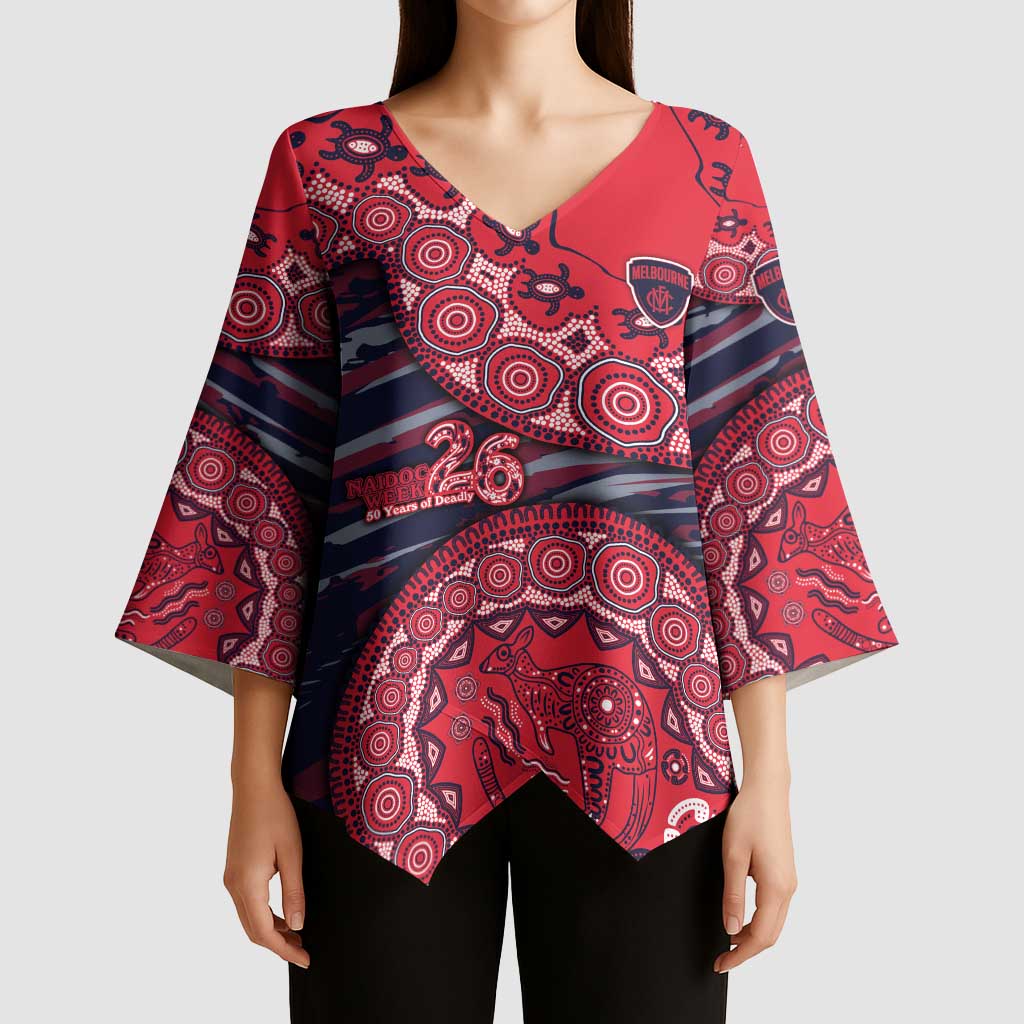 Melbourne Demons NAIDOC Week 2026 Kimono Sleeve Blouse Australian Aboriginal Dot Art Dreamtime Pattern Style