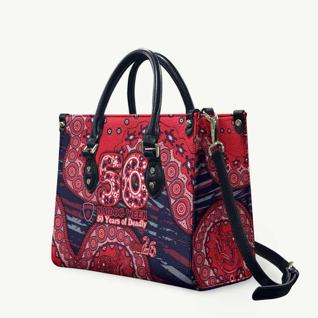 Melbourne Demons NAIDOC Week 2026 Leather Bag Australian Aboriginal Dot Art Dreamtime Pattern Style