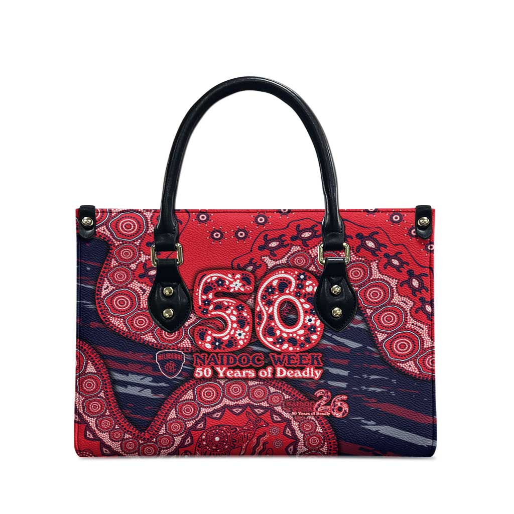 Melbourne Demons NAIDOC Week 2026 Leather Bag Australian Aboriginal Dot Art Dreamtime Pattern Style