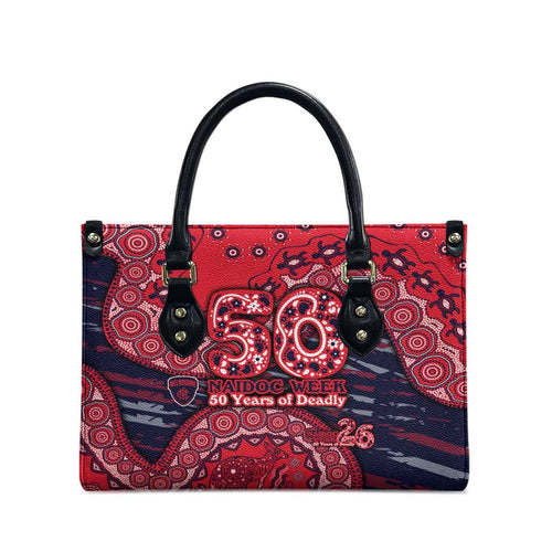 Melbourne Demons NAIDOC Week 2026 Leather Bag Australian Aboriginal Dot Art Dreamtime Pattern Style