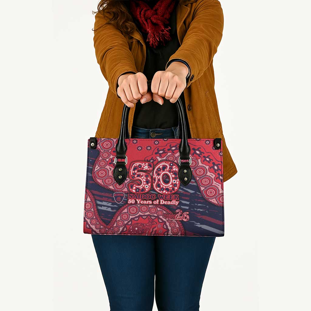Melbourne Demons NAIDOC Week 2026 Leather Bag Australian Aboriginal Dot Art Dreamtime Pattern Style