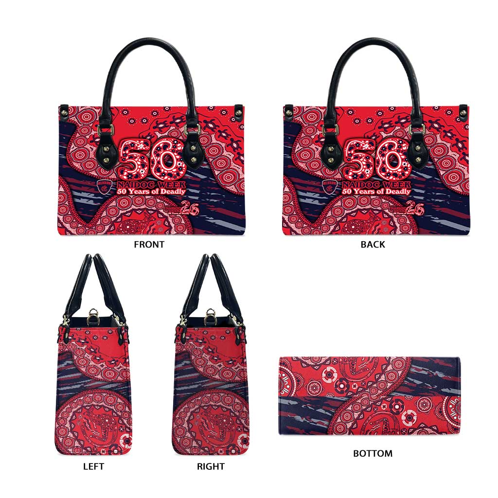 Melbourne Demons NAIDOC Week 2026 Leather Bag Australian Aboriginal Dot Art Dreamtime Pattern Style