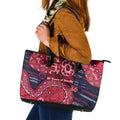 Melbourne Demons NAIDOC Week 2026 Leather Tote Bag Australian Aboriginal Dot Art Dreamtime Pattern Style