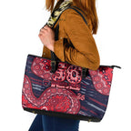 Melbourne Demons NAIDOC Week 2026 Leather Tote Bag Australian Aboriginal Dot Art Dreamtime Pattern Style