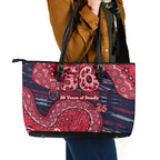 Melbourne Demons NAIDOC Week 2026 Leather Tote Bag Australian Aboriginal Dot Art Dreamtime Pattern Style