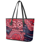 Melbourne Demons NAIDOC Week 2026 Leather Tote Bag Australian Aboriginal Dot Art Dreamtime Pattern Style
