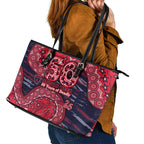 Melbourne Demons NAIDOC Week 2026 Leather Tote Bag Australian Aboriginal Dot Art Dreamtime Pattern Style