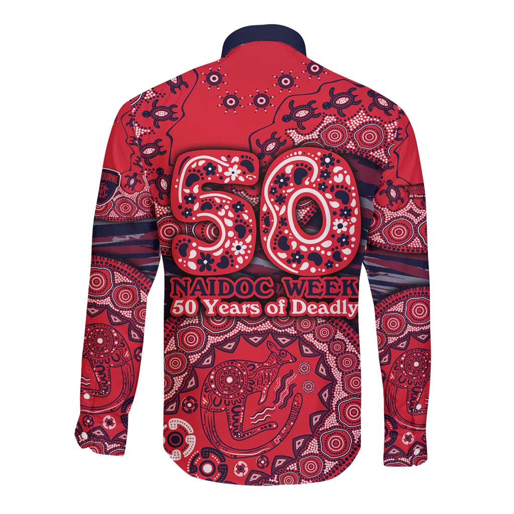 Melbourne Demons NAIDOC Week 2026 Long Sleeve Button Shirt Australian Aboriginal Dot Art Dreamtime Pattern Style
