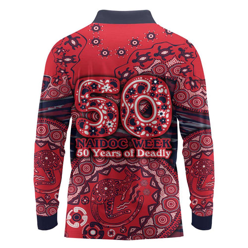 Melbourne Demons NAIDOC Week 2026 Long Sleeve Polo Shirt Australian Aboriginal Dot Art Dreamtime Pattern Style