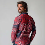 Melbourne Demons NAIDOC Week 2026 Long Sleeve Polo Shirt Australian Aboriginal Dot Art Dreamtime Pattern Style