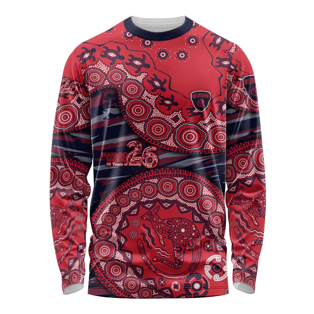 Melbourne Demons NAIDOC Week 2026 Long Sleeve Shirt Australian Aboriginal Dot Art Dreamtime Pattern Style
