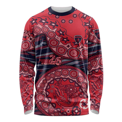 Melbourne Demons NAIDOC Week 2026 Long Sleeve Shirt Australian Aboriginal Dot Art Dreamtime Pattern Style