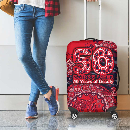 Melbourne Demons NAIDOC Week 2026 Luggage Cover Australian Aboriginal Dot Art Dreamtime Pattern Style