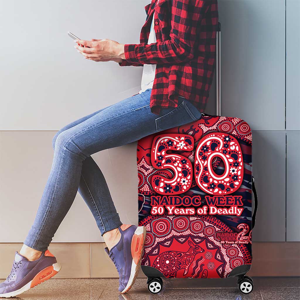 Melbourne Demons NAIDOC Week 2026 Luggage Cover Australian Aboriginal Dot Art Dreamtime Pattern Style