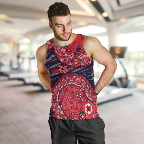 Melbourne Demons NAIDOC Week 2026 Men Tank Top Australian Aboriginal Dot Art Dreamtime Pattern Style