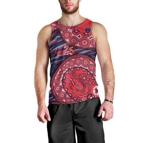 Melbourne Demons NAIDOC Week 2026 Men Tank Top Australian Aboriginal Dot Art Dreamtime Pattern Style