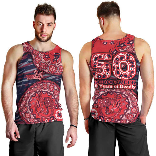 Melbourne Demons NAIDOC Week 2026 Men Tank Top Australian Aboriginal Dot Art Dreamtime Pattern Style