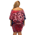 Melbourne Demons NAIDOC Week 2026 Off Shoulder Short Dress Australian Aboriginal Dot Art Dreamtime Pattern Style