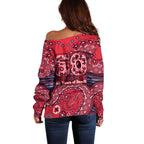 Melbourne Demons NAIDOC Week 2026 Off Shoulder Sweater Australian Aboriginal Dot Art Dreamtime Pattern Style