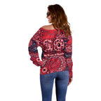 Melbourne Demons NAIDOC Week 2026 Off Shoulder Sweater Australian Aboriginal Dot Art Dreamtime Pattern Style