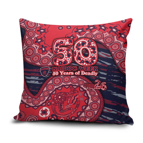 Melbourne Demons NAIDOC Week 2026 Pillow Cover Australian Aboriginal Dot Art Dreamtime Pattern Style