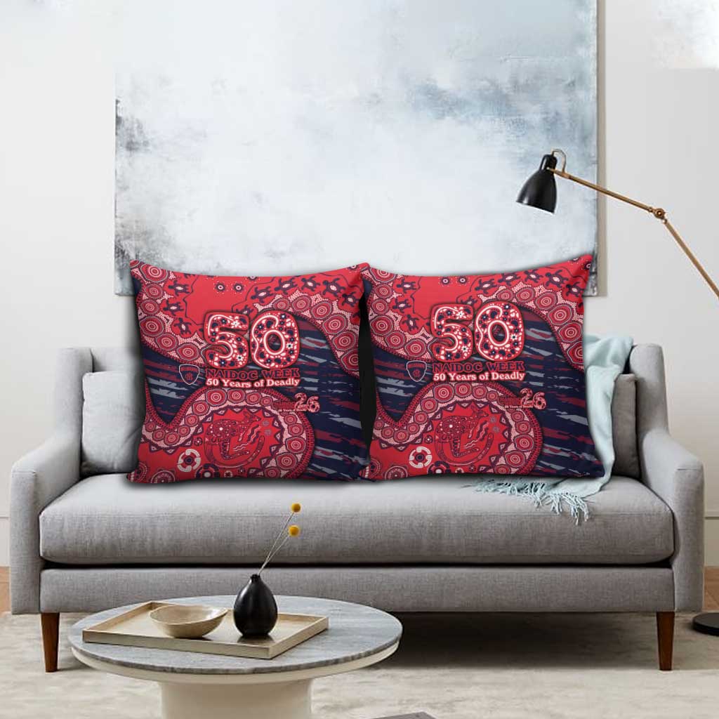 Melbourne Demons NAIDOC Week 2026 Pillow Cover Australian Aboriginal Dot Art Dreamtime Pattern Style