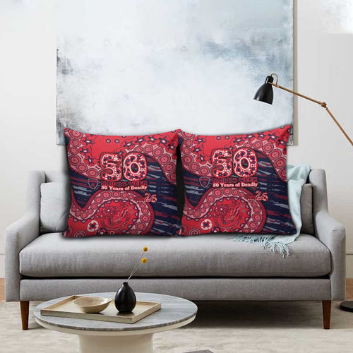 Melbourne Demons NAIDOC Week 2026 Pillow Cover Australian Aboriginal Dot Art Dreamtime Pattern Style