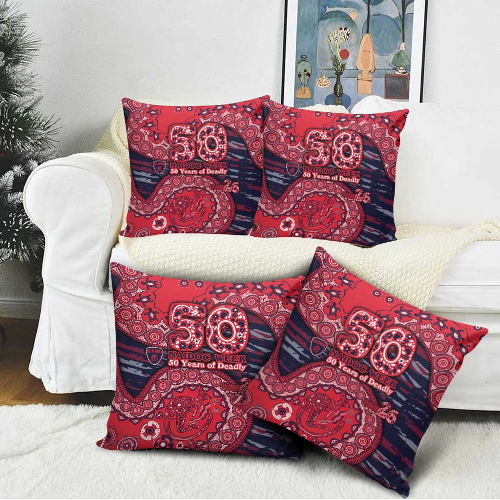 Melbourne Demons NAIDOC Week 2026 Pillow Cover Australian Aboriginal Dot Art Dreamtime Pattern Style
