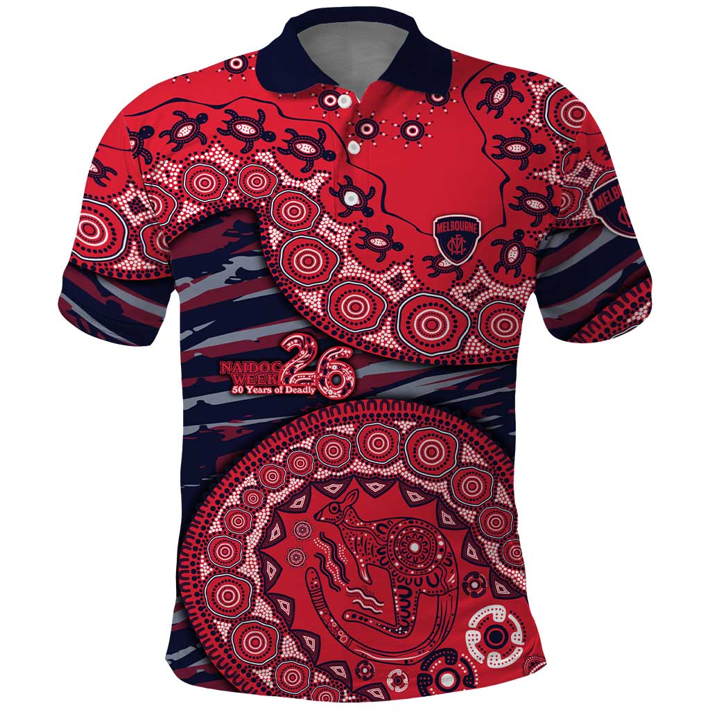 Melbourne Demons NAIDOC Week 2026 Polo Shirt Australian Aboriginal Dot Art Dreamtime Pattern Style
