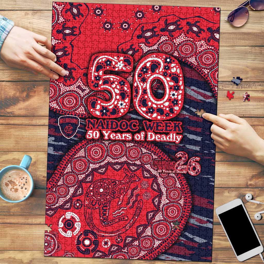 Melbourne Demons NAIDOC Week 2026 Puzzle Australian Aboriginal Dot Art Dreamtime Pattern Style
