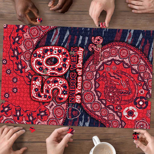 Melbourne Demons NAIDOC Week 2026 Puzzle Australian Aboriginal Dot Art Dreamtime Pattern Style