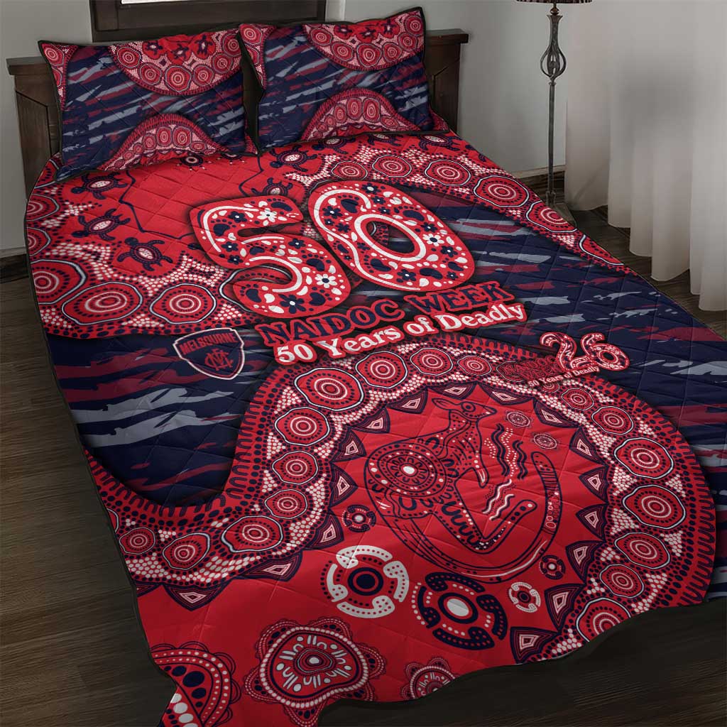 Melbourne Demons NAIDOC Week 2026 Quilt Bed Set Australian Aboriginal Dot Art Dreamtime Pattern Style