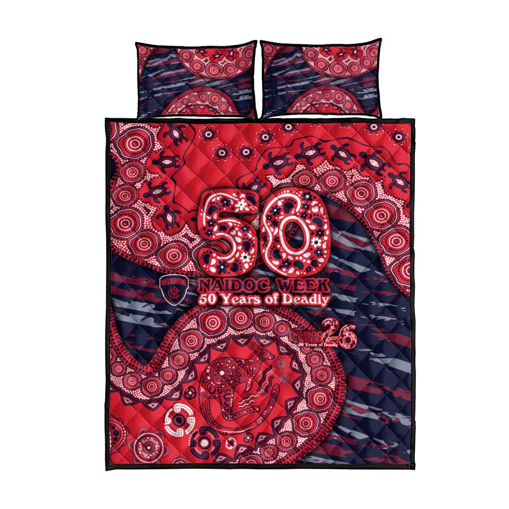 Melbourne Demons NAIDOC Week 2026 Quilt Bed Set Australian Aboriginal Dot Art Dreamtime Pattern Style