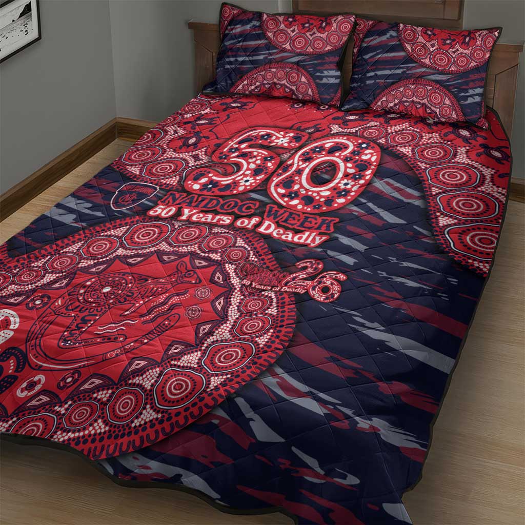 Melbourne Demons NAIDOC Week 2026 Quilt Bed Set Australian Aboriginal Dot Art Dreamtime Pattern Style