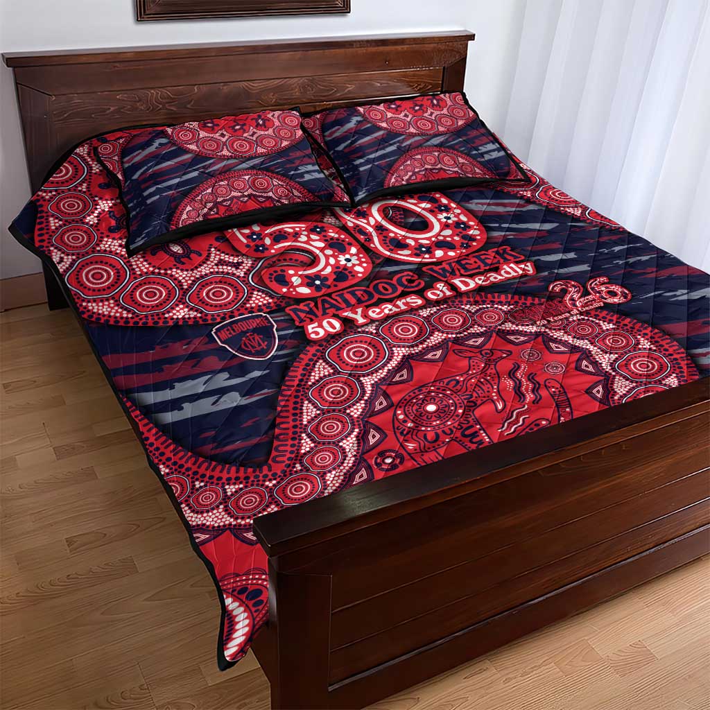 Melbourne Demons NAIDOC Week 2026 Quilt Bed Set Australian Aboriginal Dot Art Dreamtime Pattern Style
