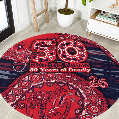 Melbourne Demons NAIDOC Week 2026 Round Carpet Australian Aboriginal Dot Art Dreamtime Pattern Style