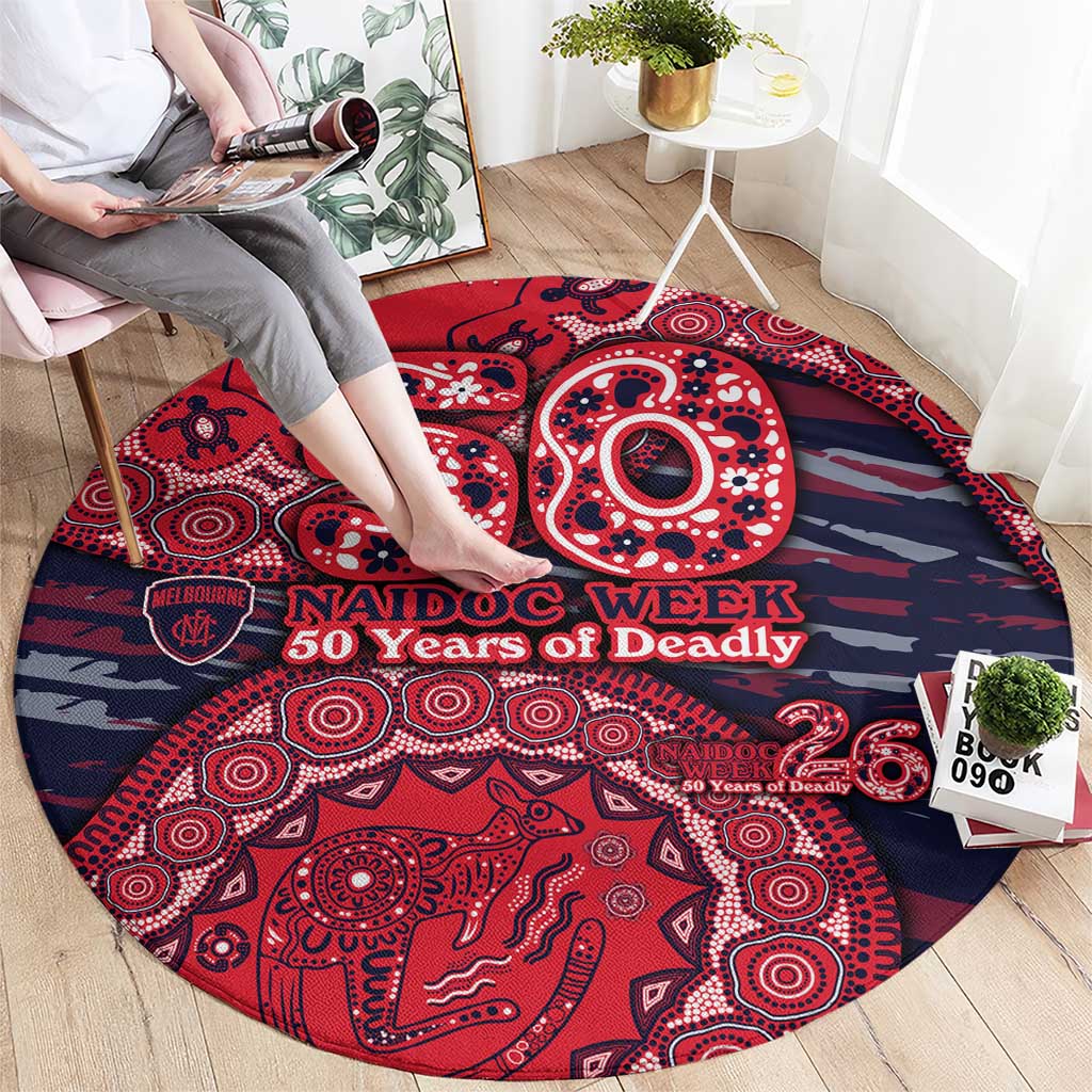 Melbourne Demons NAIDOC Week 2026 Round Carpet Australian Aboriginal Dot Art Dreamtime Pattern Style