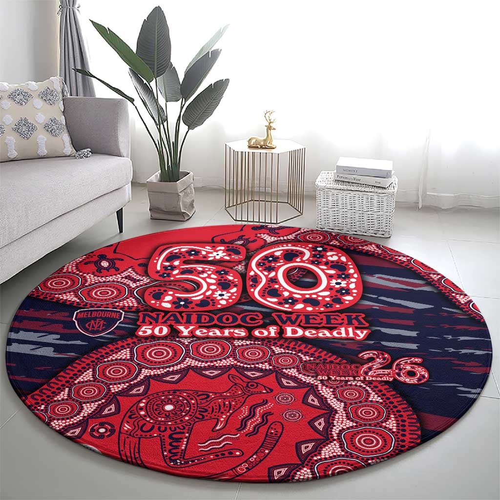 Melbourne Demons NAIDOC Week 2026 Round Carpet Australian Aboriginal Dot Art Dreamtime Pattern Style