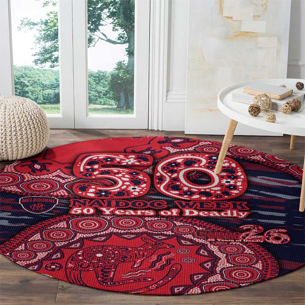 Melbourne Demons NAIDOC Week 2026 Round Carpet Australian Aboriginal Dot Art Dreamtime Pattern Style