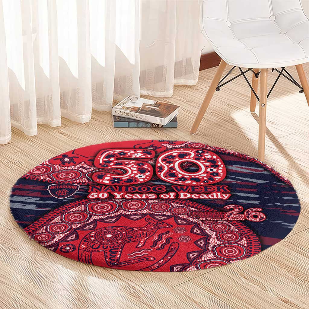 Melbourne Demons NAIDOC Week 2026 Round Carpet Australian Aboriginal Dot Art Dreamtime Pattern Style