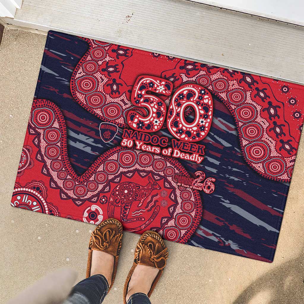 Melbourne Demons NAIDOC Week 2026 Rubber Doormat Australian Aboriginal Dot Art Dreamtime Pattern Style